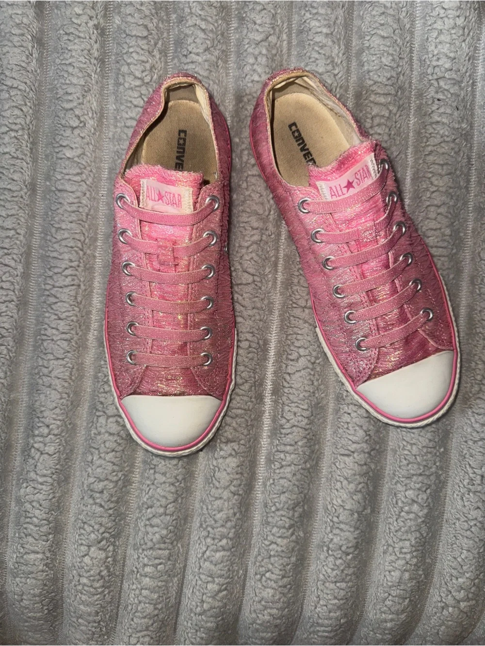 Converse Chuck Taylor All Star Shoreline Pink Glitter Slip-On Sneakers Youth 4.5
